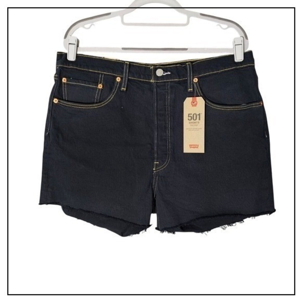 Levi's 501 Denim‎ Shorts Womens 33 Black High Rise Cutoff Stretch Jean Classic